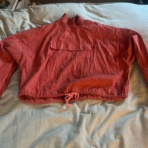 Drawstring turtleneck pullover sweater in burnt orange color